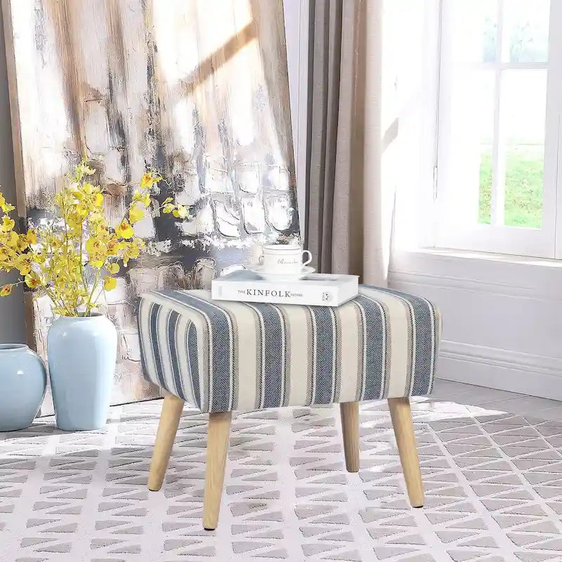 Tabouret repose-pieds ottoman Adeco avec pieds en bois