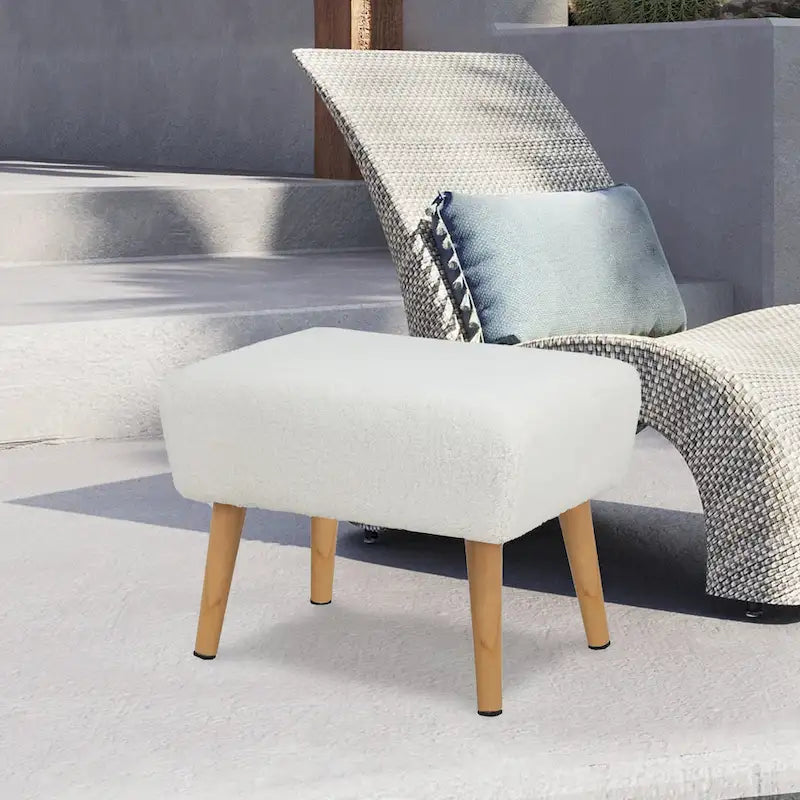 Tabouret repose-pieds ottoman Adeco avec pieds en bois