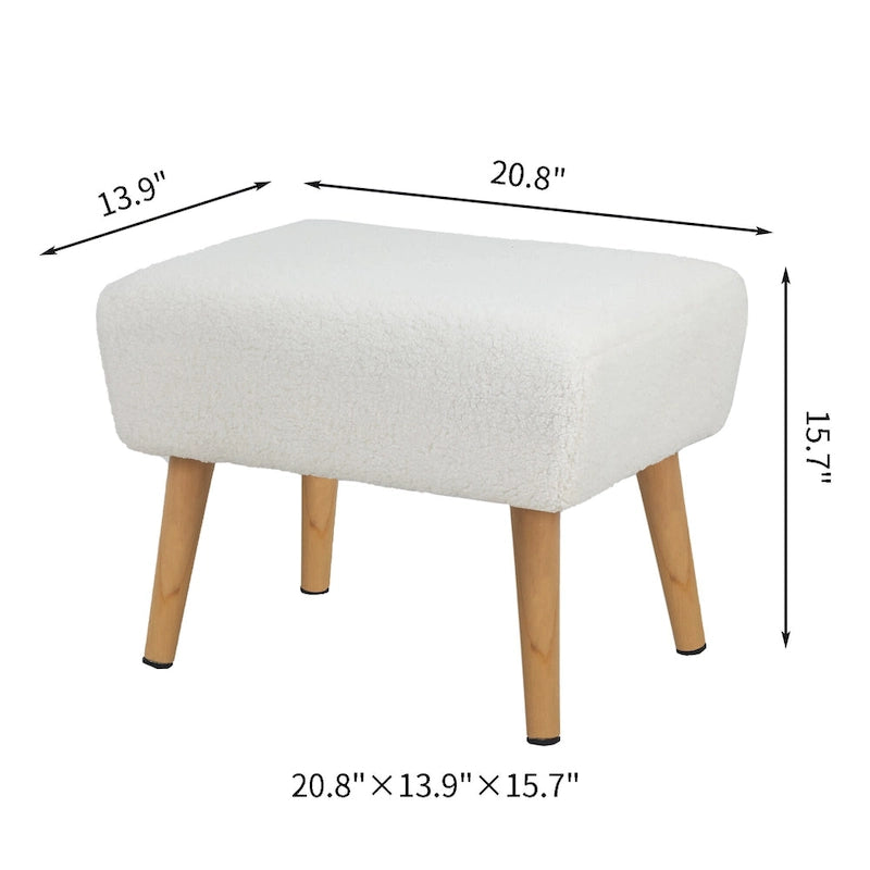 Tabouret repose-pieds ottoman Adeco avec pieds en bois