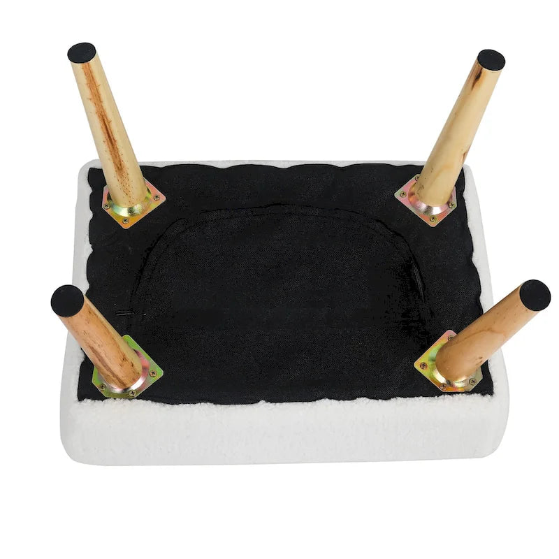 Tabouret repose-pieds ottoman Adeco avec pieds en bois