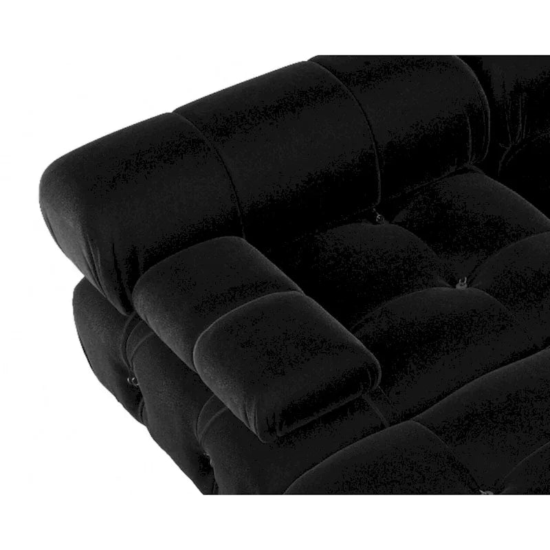 Canapé d'angle 6 pièces en velours, en forme de U, 4 places avec 2 poufs