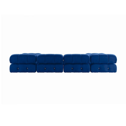 Canapé d'angle 6 pièces en velours, en forme de U, 4 places avec 2 poufs