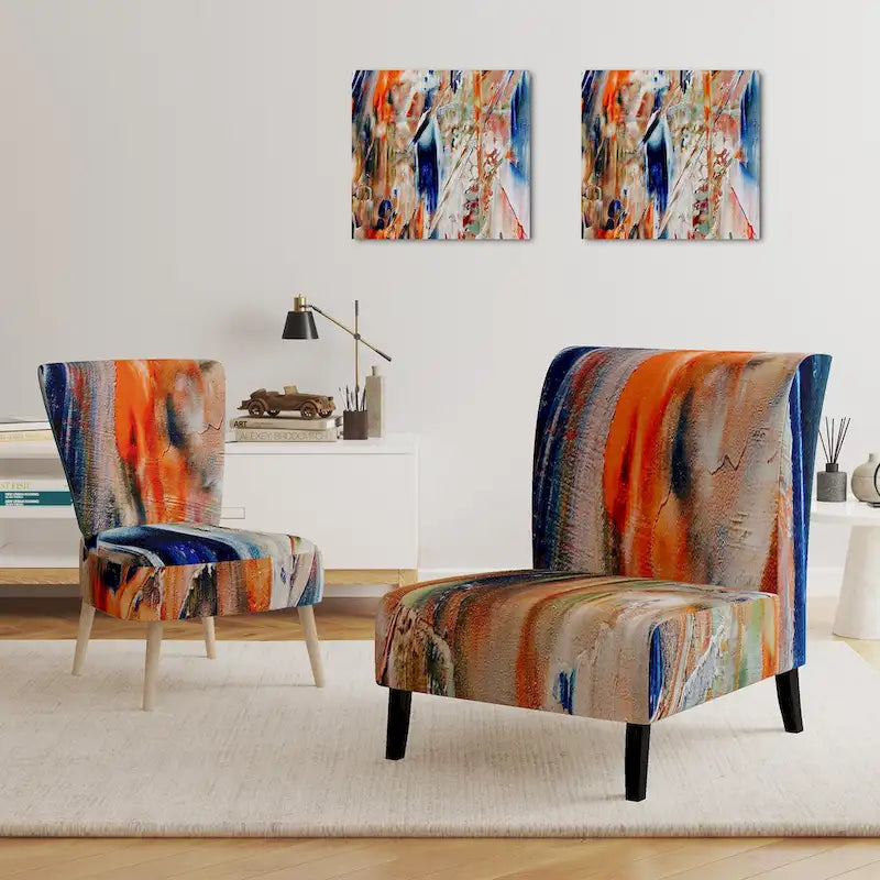 Fauteuil et chaise d'appoint modernes rembourrés Designart Colorful Abstract Painting Strokes II