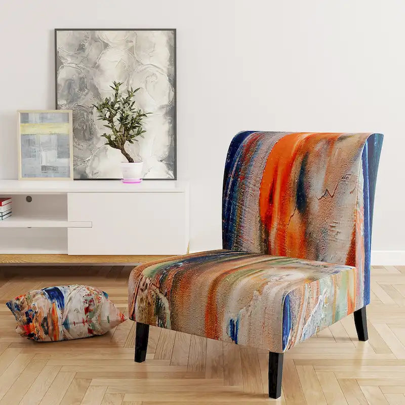 Fauteuil et chaise d'appoint modernes rembourrés Designart Colorful Abstract Painting Strokes II