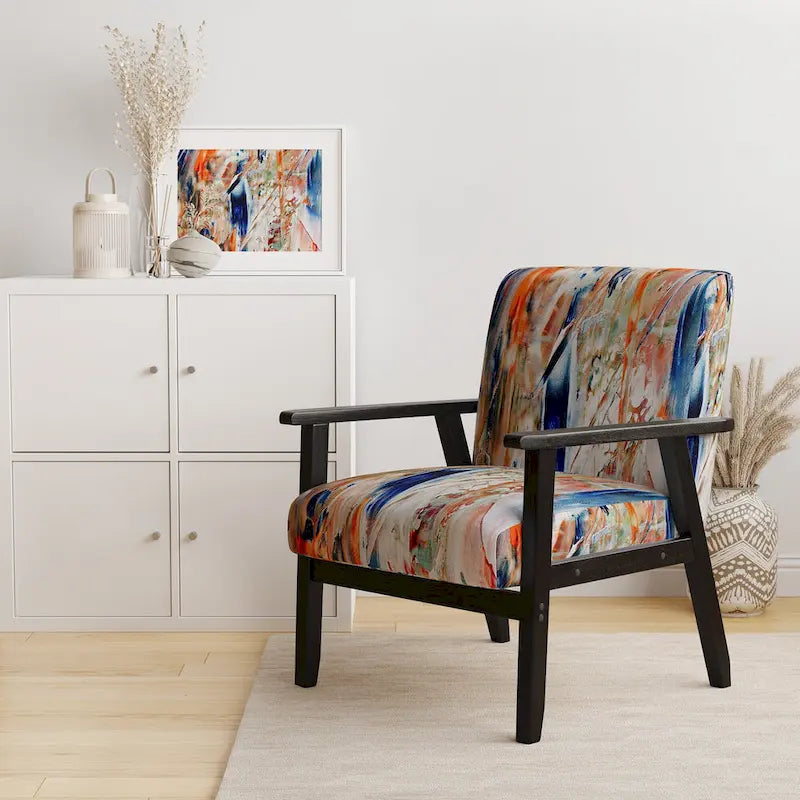 Fauteuil et chaise d'appoint modernes rembourrés Designart Colorful Abstract Painting Strokes II