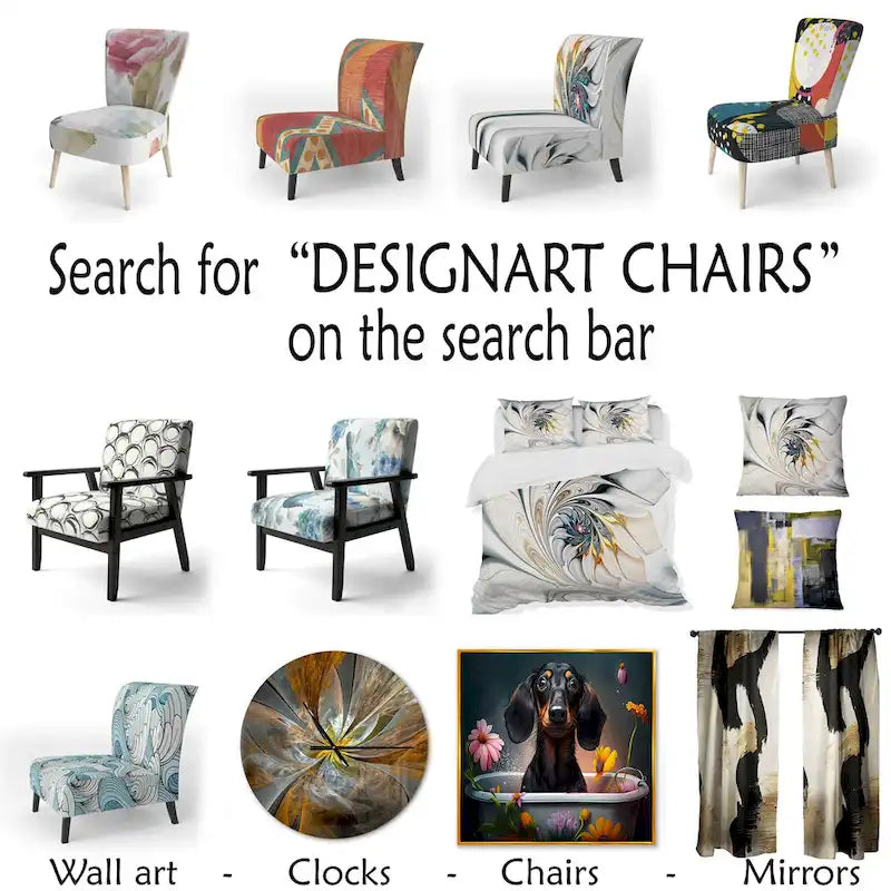 Fauteuil et chaise d'appoint modernes rembourrés Designart Colorful Abstract Painting Strokes II