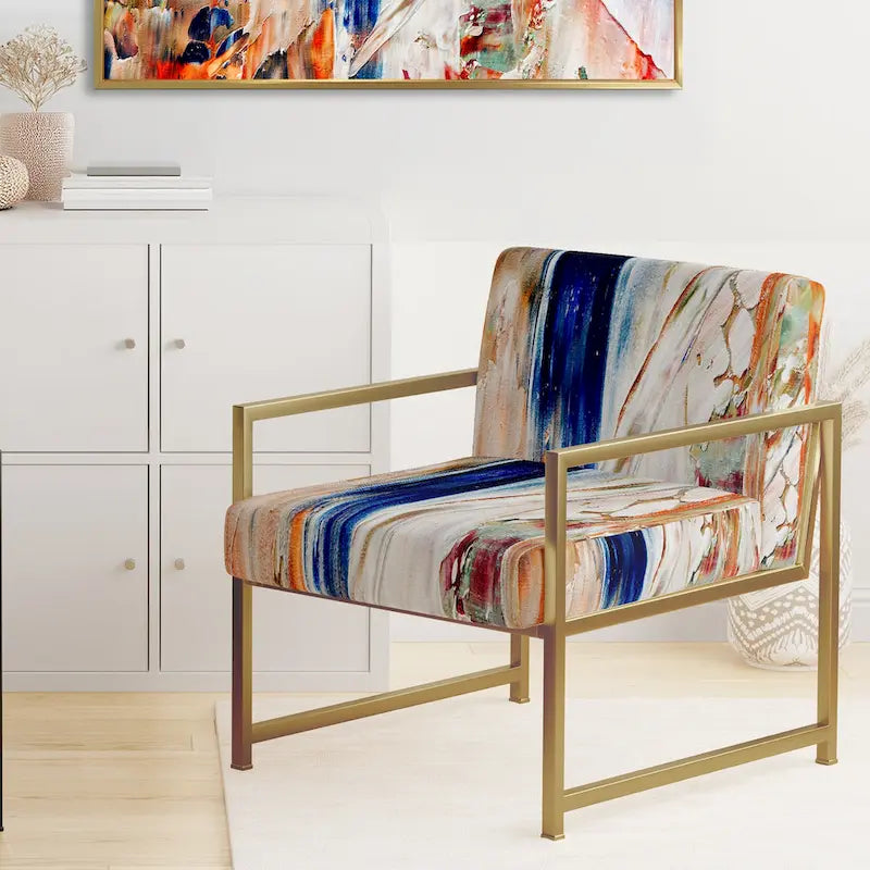 Fauteuil et chaise d'appoint modernes rembourrés Designart Colorful Abstract Painting Strokes II