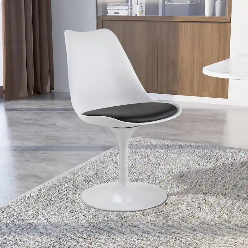 Chaise d'appoint pivotante tulipe, chaise de salle à manger avec assise rembourrée et dossier incurvé