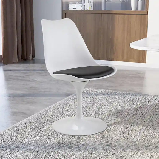 Chaise d'appoint pivotante tulipe, chaise de salle à manger avec assise rembourrée et dossier incurvé