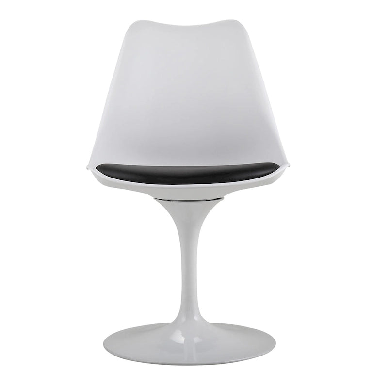 Chaise d'appoint pivotante tulipe, chaise de salle à manger avec assise rembourrée et dossier incurvé
