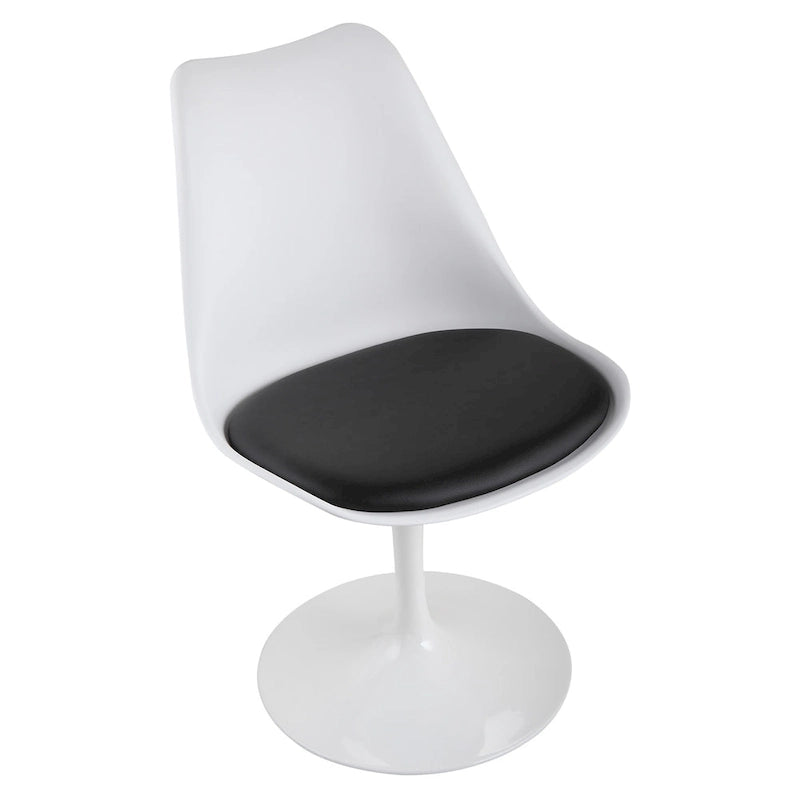 Chaise d'appoint pivotante tulipe, chaise de salle à manger avec assise rembourrée et dossier incurvé