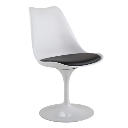 Chaise d'appoint pivotante tulipe, chaise de salle à manger avec assise rembourrée et dossier incurvé