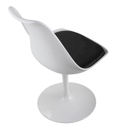 Chaise d'appoint pivotante tulipe, chaise de salle à manger avec assise rembourrée et dossier incurvé