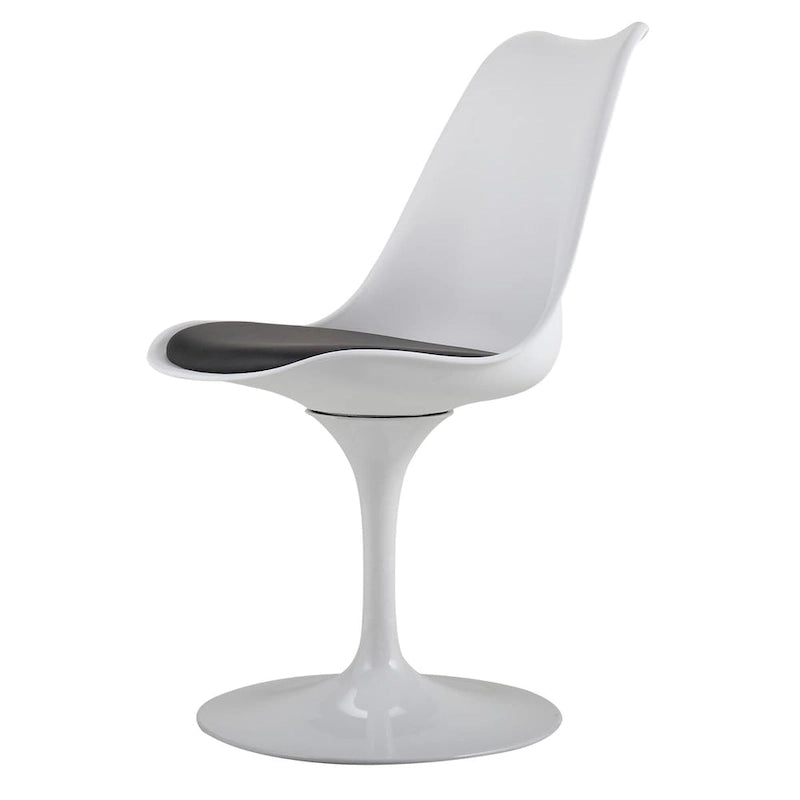 Chaise d'appoint pivotante tulipe, chaise de salle à manger avec assise rembourrée et dossier incurvé