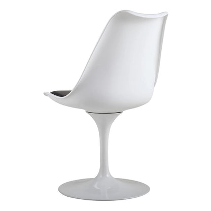 Chaise d'appoint pivotante tulipe, chaise de salle à manger avec assise rembourrée et dossier incurvé