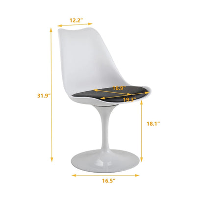 Chaise d'appoint pivotante tulipe, chaise de salle à manger avec assise rembourrée et dossier incurvé