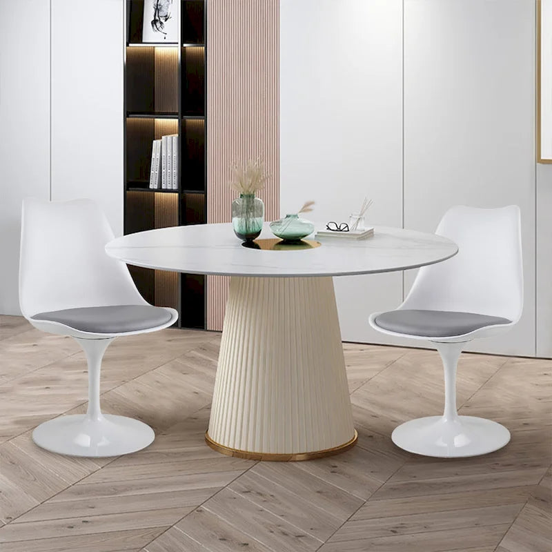 Chaise d'appoint pivotante tulipe, chaise de salle à manger avec assise rembourrée et dossier incurvé