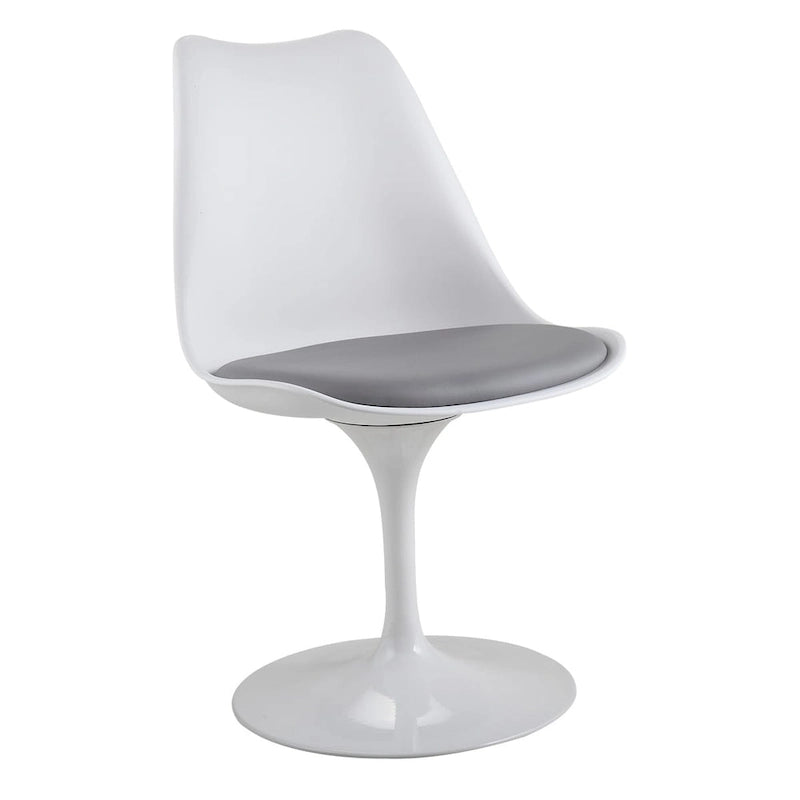 Chaise d'appoint pivotante tulipe, chaise de salle à manger avec assise rembourrée et dossier incurvé
