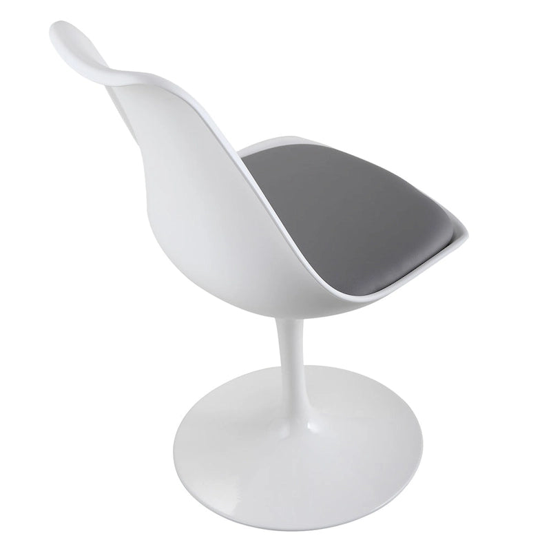 Chaise d'appoint pivotante tulipe, chaise de salle à manger avec assise rembourrée et dossier incurvé