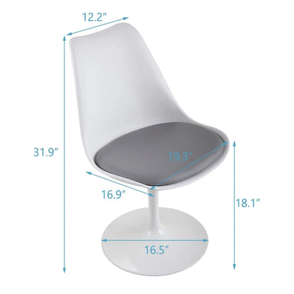 Chaise d'appoint pivotante tulipe, chaise de salle à manger avec assise rembourrée et dossier incurvé