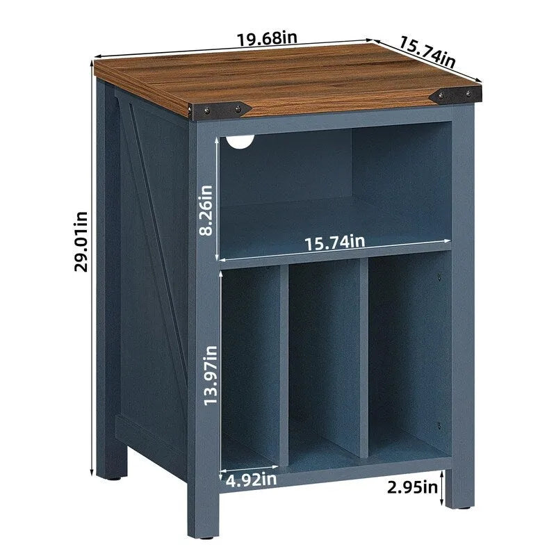 Support pour platine vinyle avec rangement pour disques vinyle - 15,74 cm (P) x 19,68 cm (L) x 29,01 cm (H)
