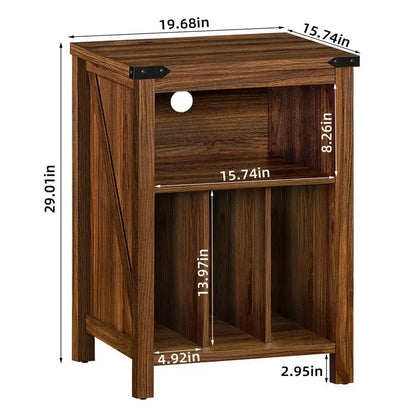 Support pour platine vinyle avec rangement pour disques vinyle - 15,74 cm (P) x 19,68 cm (L) x 29,01 cm (H)