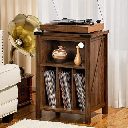 Support pour platine vinyle avec rangement pour disques vinyle - 15,74 cm (P) x 19,68 cm (L) x 29,01 cm (H)