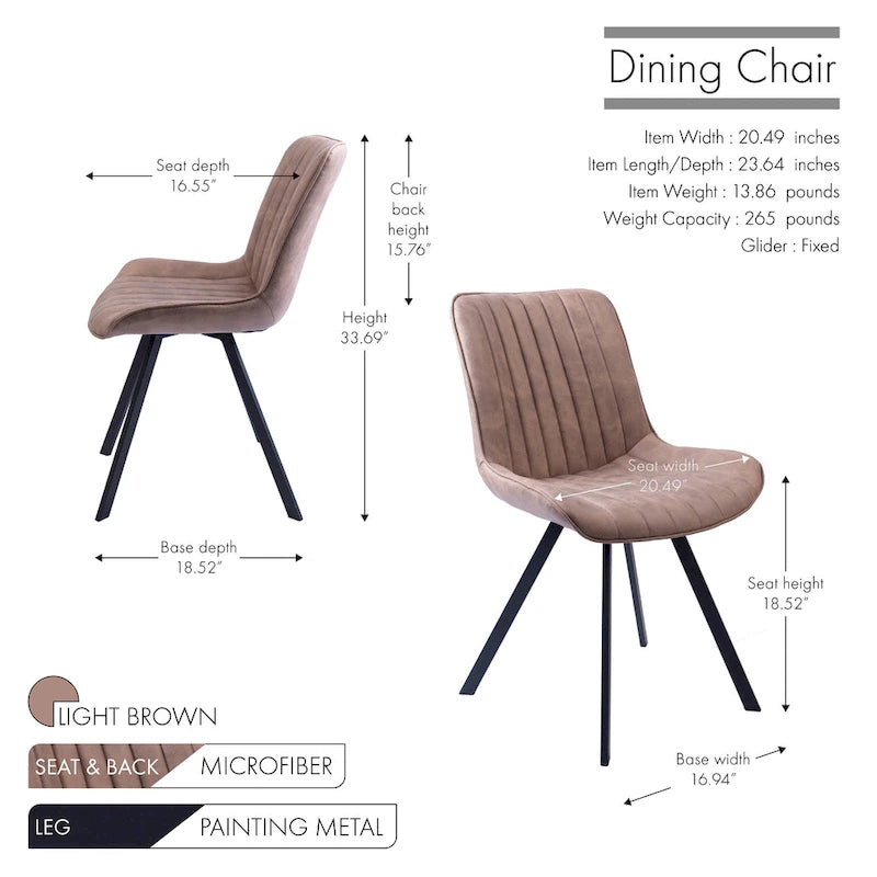Ensemble de 2 chaises de salle à manger Porthos Home Vue, en microfibre avec pieds en métal