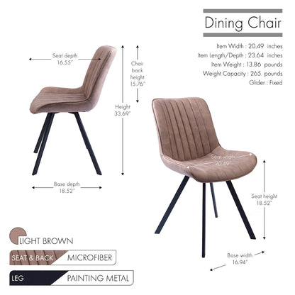 Ensemble de 2 chaises de salle à manger Porthos Home Vue, en microfibre avec pieds en métal