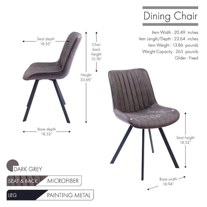 Ensemble de 2 chaises de salle à manger Porthos Home Vue, en microfibre avec pieds en métal