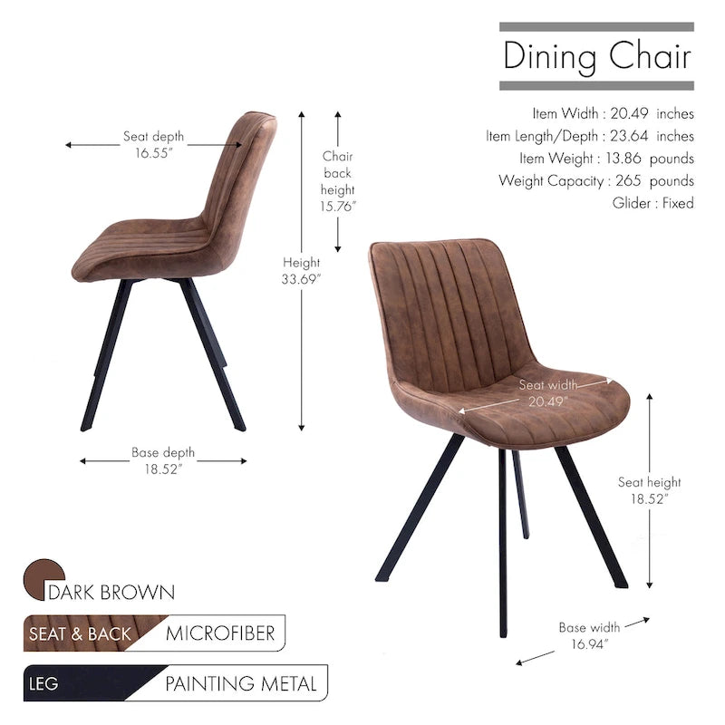 Ensemble de 2 chaises de salle à manger Porthos Home Vue, en microfibre avec pieds en métal