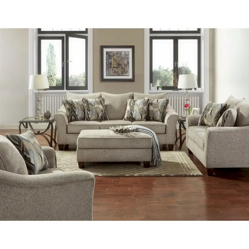 Canapé deux places Roundhill Furniture Camero en tissu avec dossier coussin