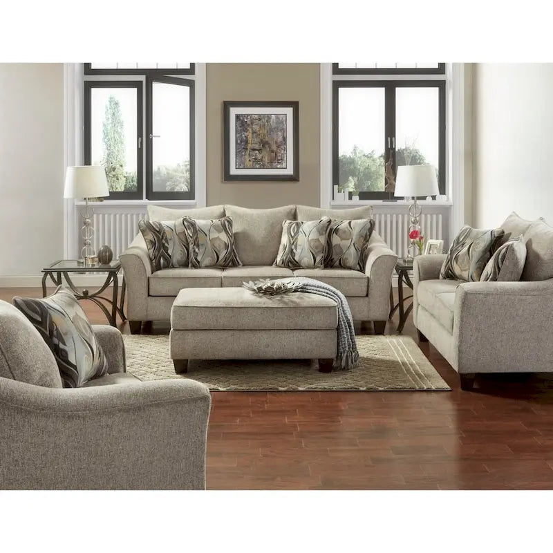 Canapé deux places Roundhill Furniture Camero en tissu avec dossier coussin
