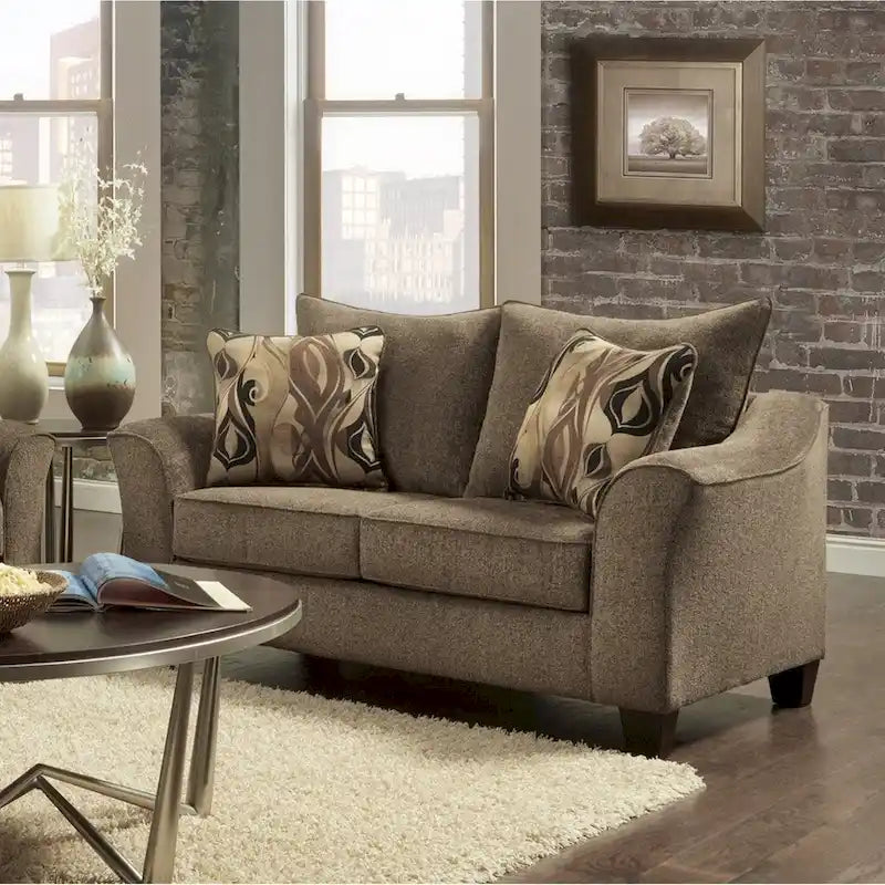 Canapé deux places Roundhill Furniture Camero en tissu avec dossier coussin