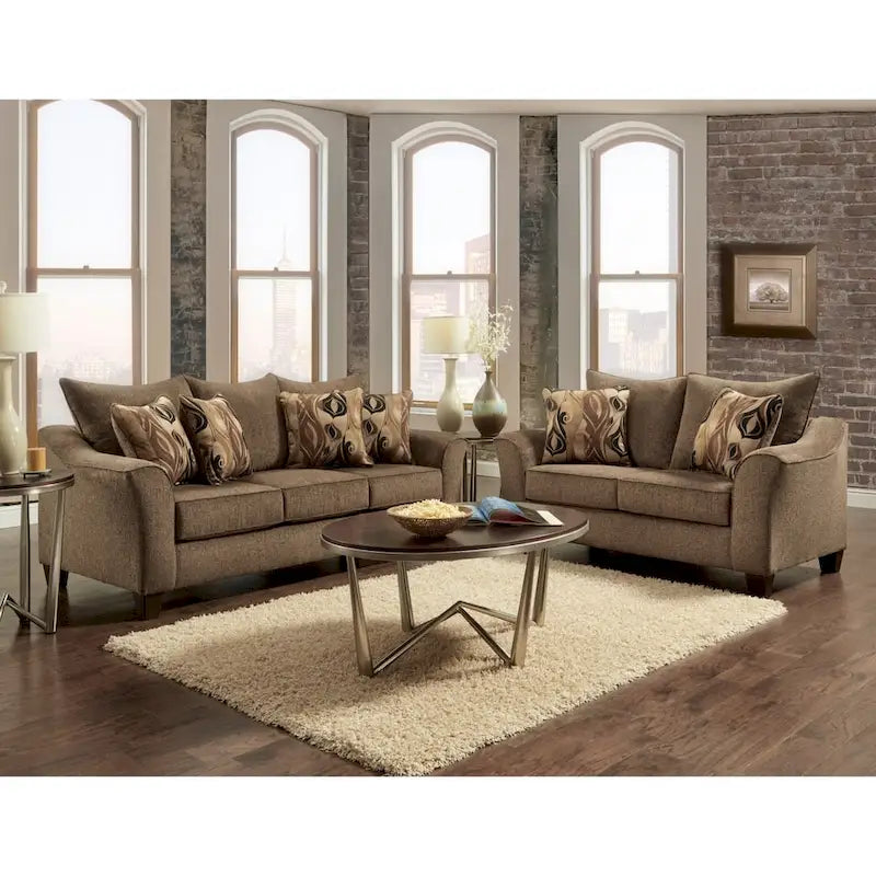 Canapé deux places Roundhill Furniture Camero en tissu avec dossier coussin