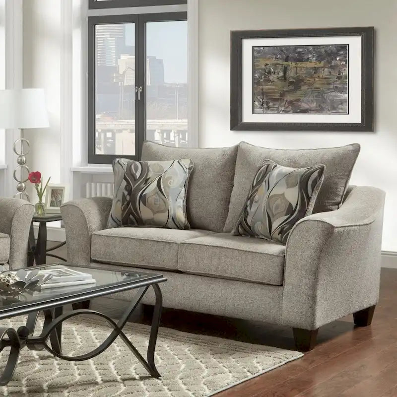 Canapé deux places Roundhill Furniture Camero en tissu avec dossier coussin