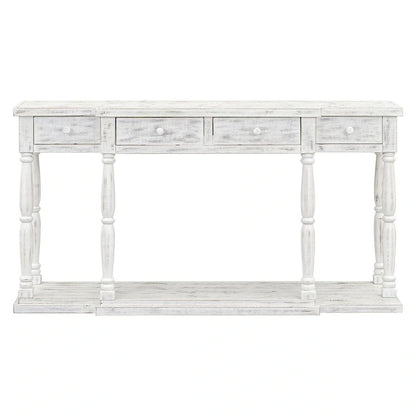 Console rétro senior à 4 tiroirs et 1 étagère, table d'entrée classique, table de rangement pour canapé