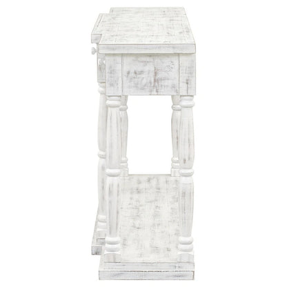 Console rétro senior à 4 tiroirs et 1 étagère, table d'entrée classique, table de rangement pour canapé