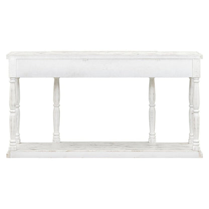 Console rétro senior à 4 tiroirs et 1 étagère, table d'entrée classique, table de rangement pour canapé
