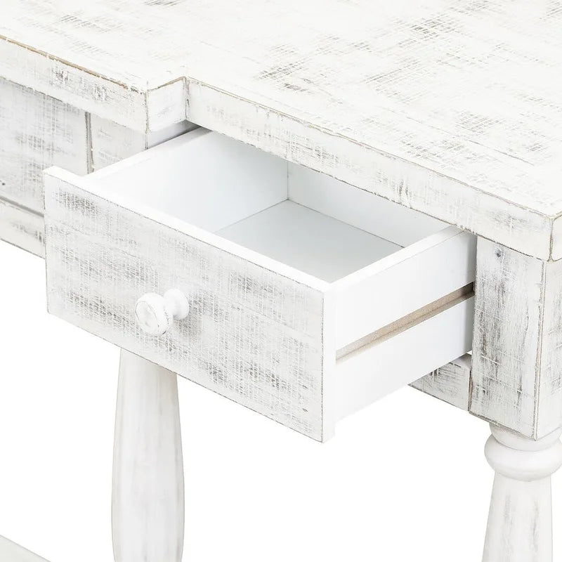 Console rétro senior à 4 tiroirs et 1 étagère, table d'entrée classique, table de rangement pour canapé