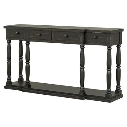 Console rétro senior à 4 tiroirs et 1 étagère, table d'entrée classique, table de rangement pour canapé