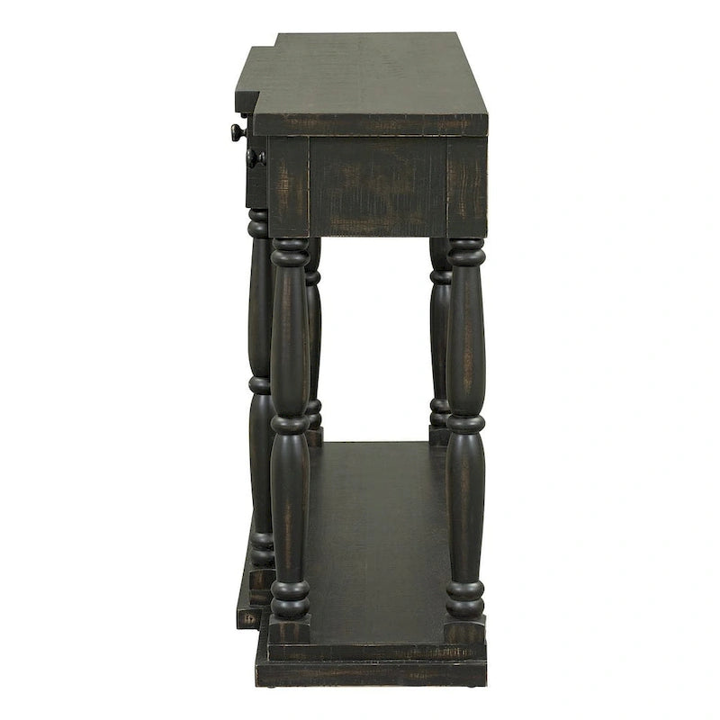 Console rétro senior à 4 tiroirs et 1 étagère, table d'entrée classique, table de rangement pour canapé