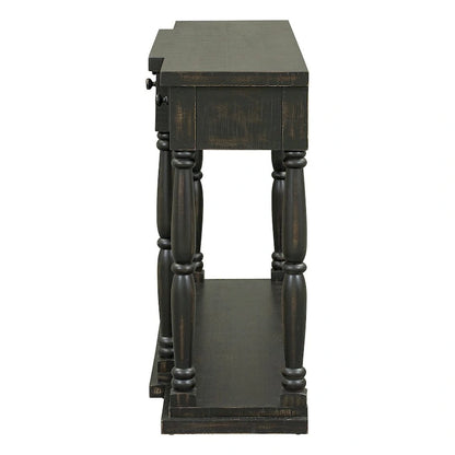 Console rétro senior à 4 tiroirs et 1 étagère, table d'entrée classique, table de rangement pour canapé