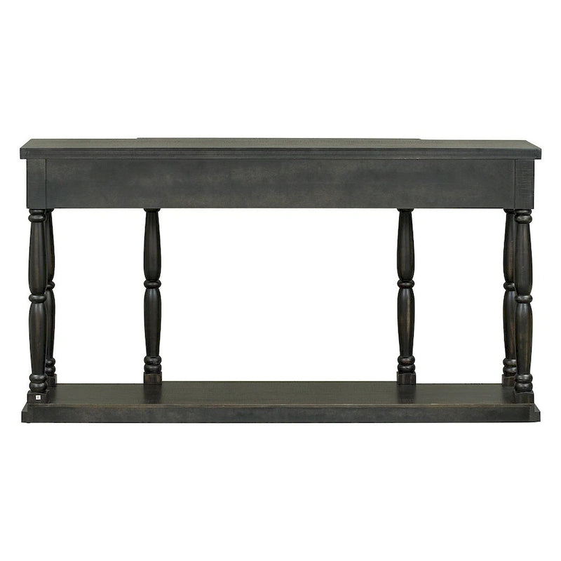 Console rétro senior à 4 tiroirs et 1 étagère, table d'entrée classique, table de rangement pour canapé