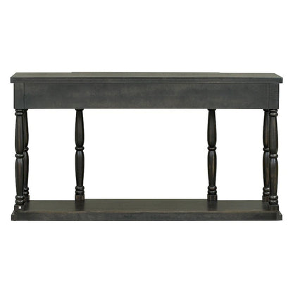 Console rétro senior à 4 tiroirs et 1 étagère, table d'entrée classique, table de rangement pour canapé