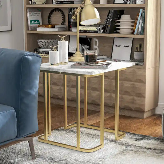 Table d'appoint contemporaine Deeanne de 61 cm (24 pouces) en faux marbre de Furniture of America