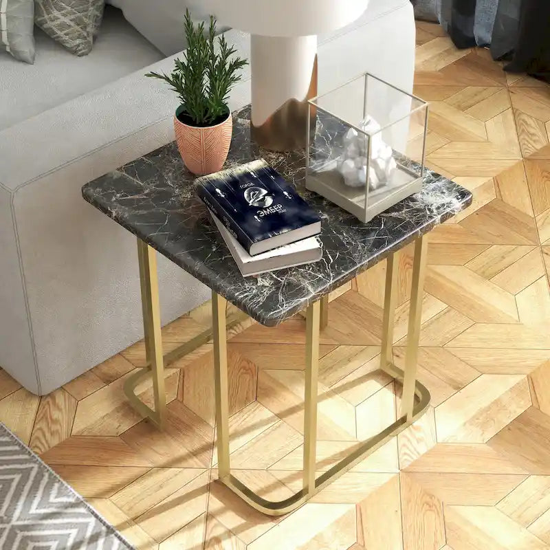Table d'appoint contemporaine Deeanne de 61 cm (24 pouces) en faux marbre de Furniture of America
