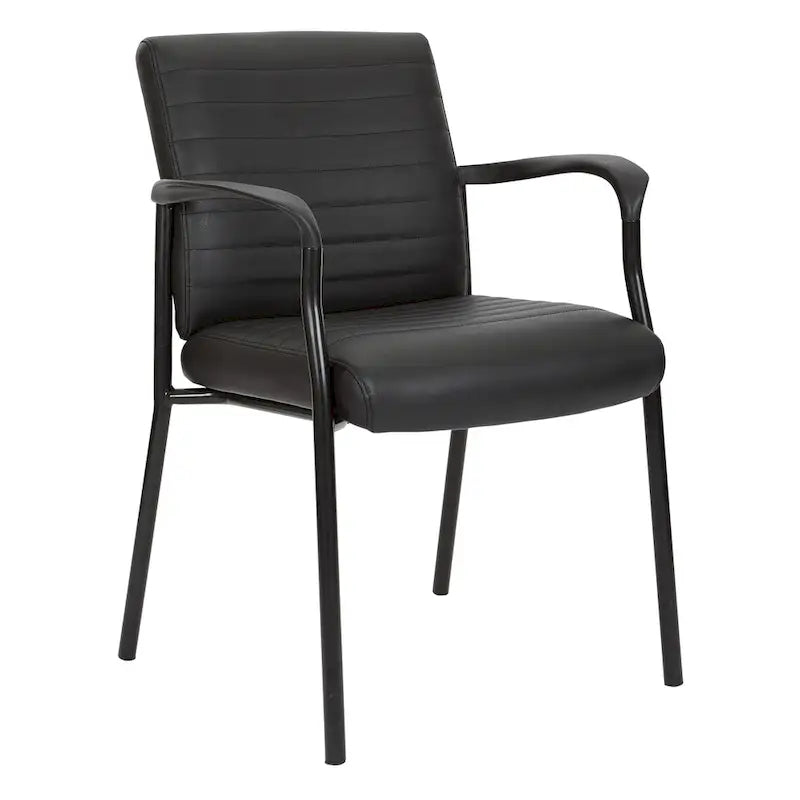 Fauteuil d'invité en similicuir avec cadre noir