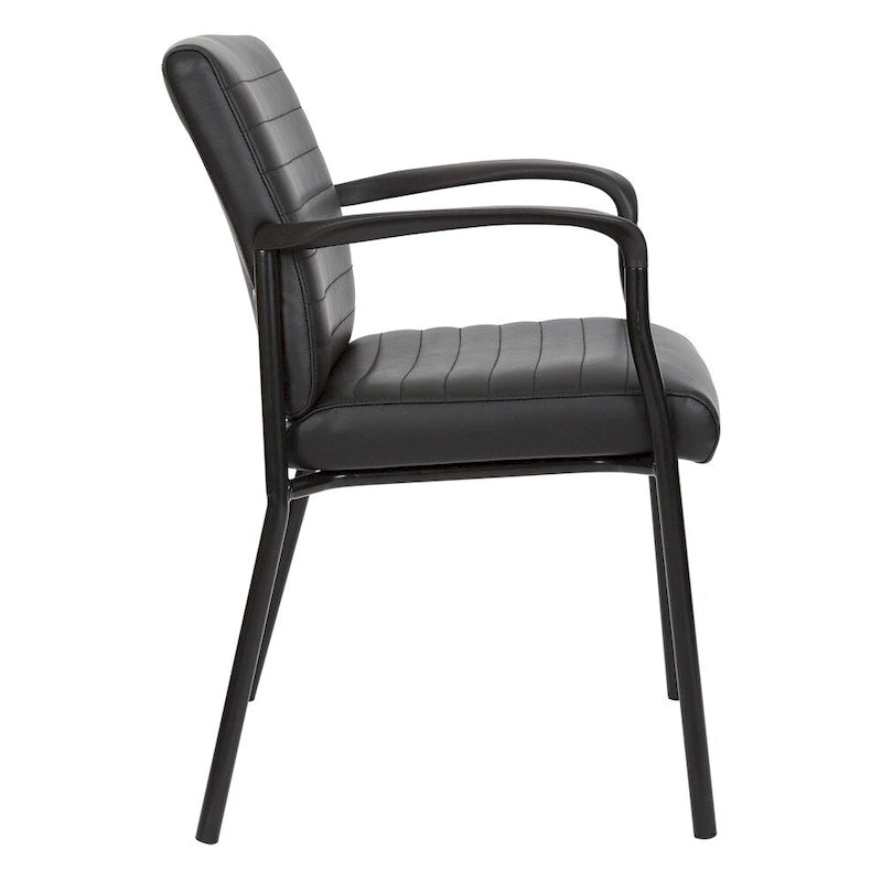 Fauteuil d'invité en similicuir avec cadre noir