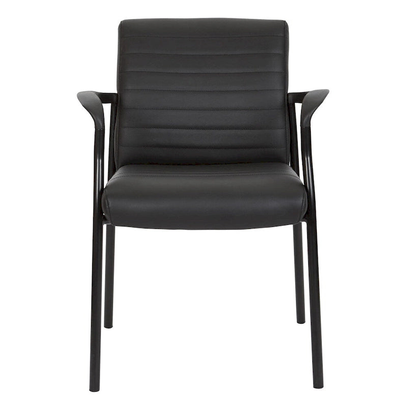 Fauteuil d'invité en similicuir avec cadre noir